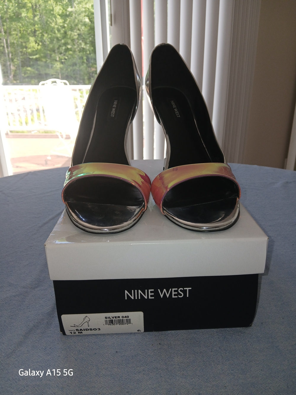 Nine West Iridescent Open-Toe Heels with Black Insole